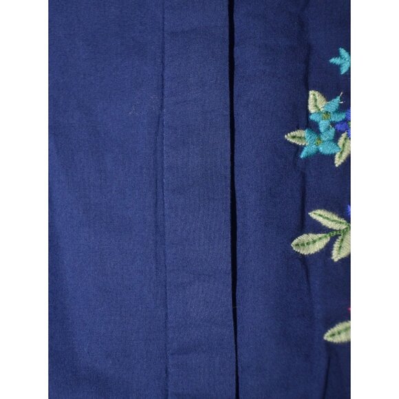 Liz Claiborne Womens Blue Button Up Embroidered Floral Blouse Top Plus Size 1X - Picture 5 of 10